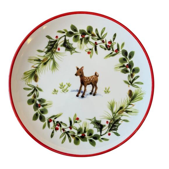 Ceramica Cuore Christmas Ceramic Appetizer Plates 8in Made in Italy Set of 4 New - Picture 2 of 15